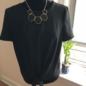 ‼️ Basic black blouse with tie at waist ‼️